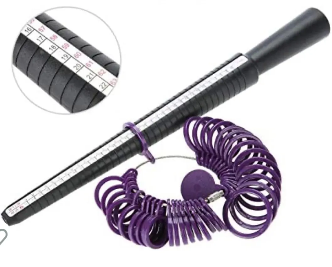 Mandrel and ring sizer for measuring ring size Ring mandrel with clear measurements and a 26-piece ring sizer