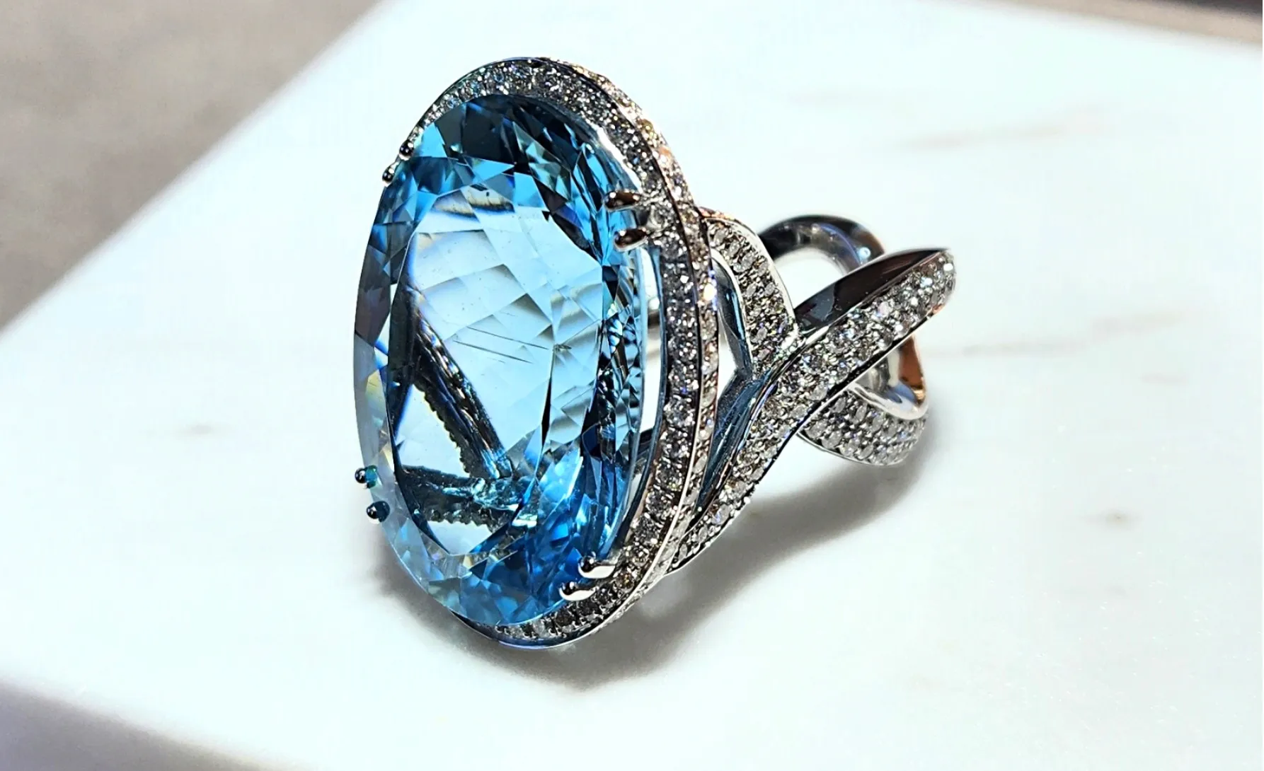 Aquamarine and diamond cocktail ring Aquamarine and diamond cocktail ring