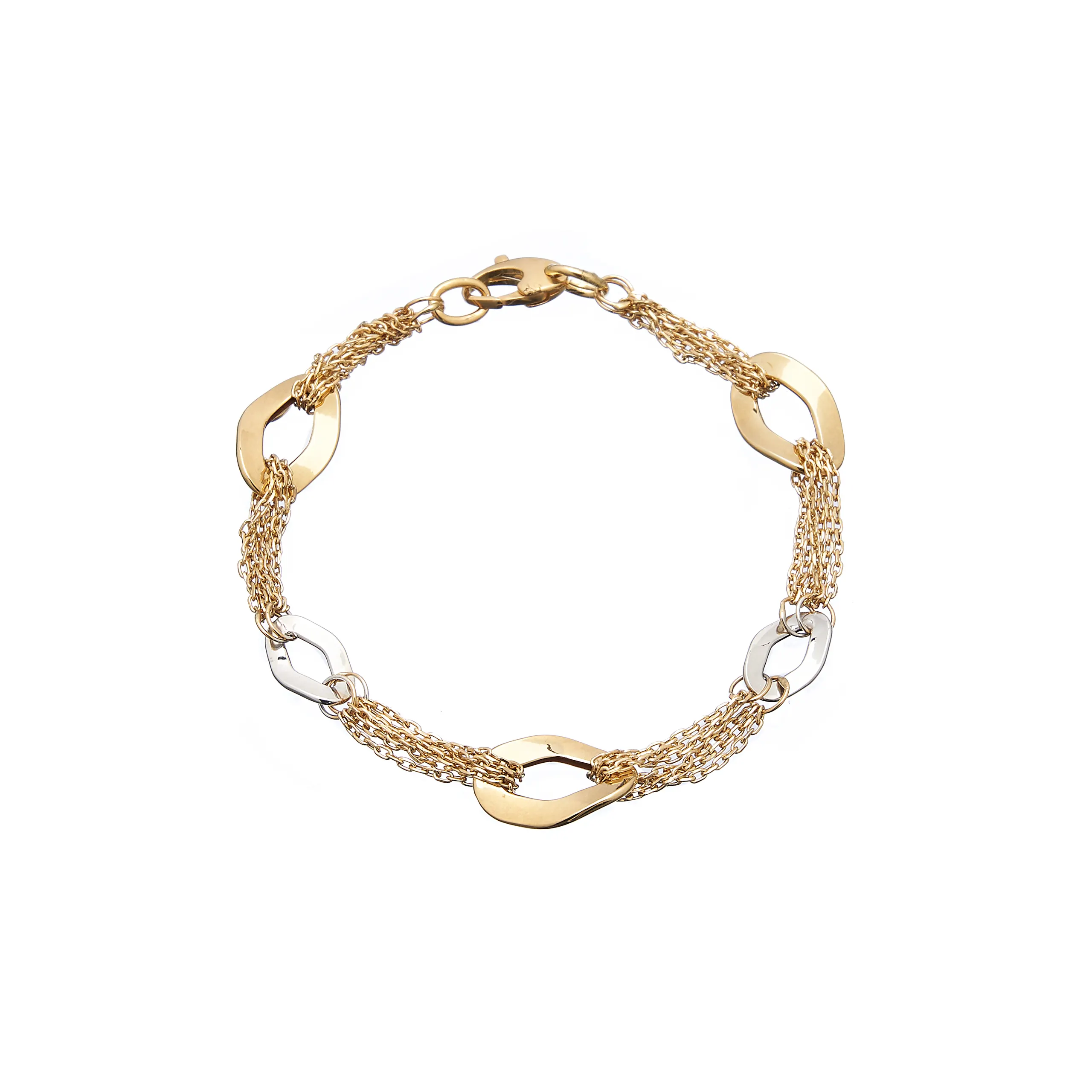 Bicolor-Armband aus Gold Bicolor-Armband aus Gold auf weißem Hintergrund