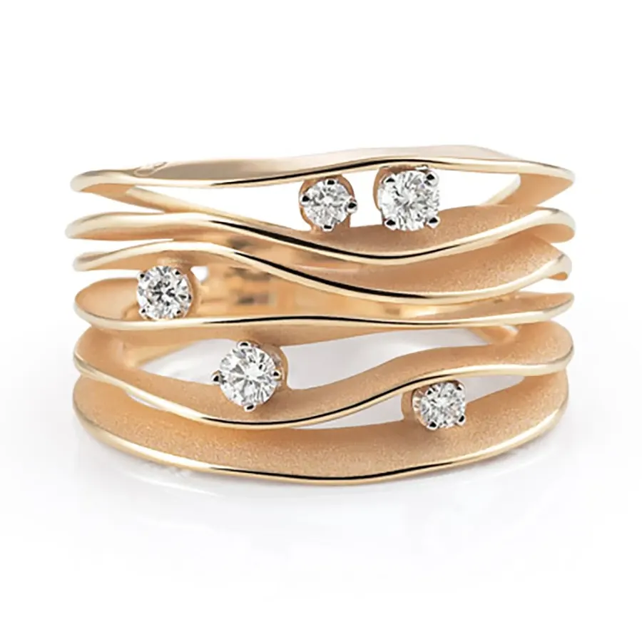 Anello Dune con cinque diamanti, oro Orange Apricot – Cammilli Firenze