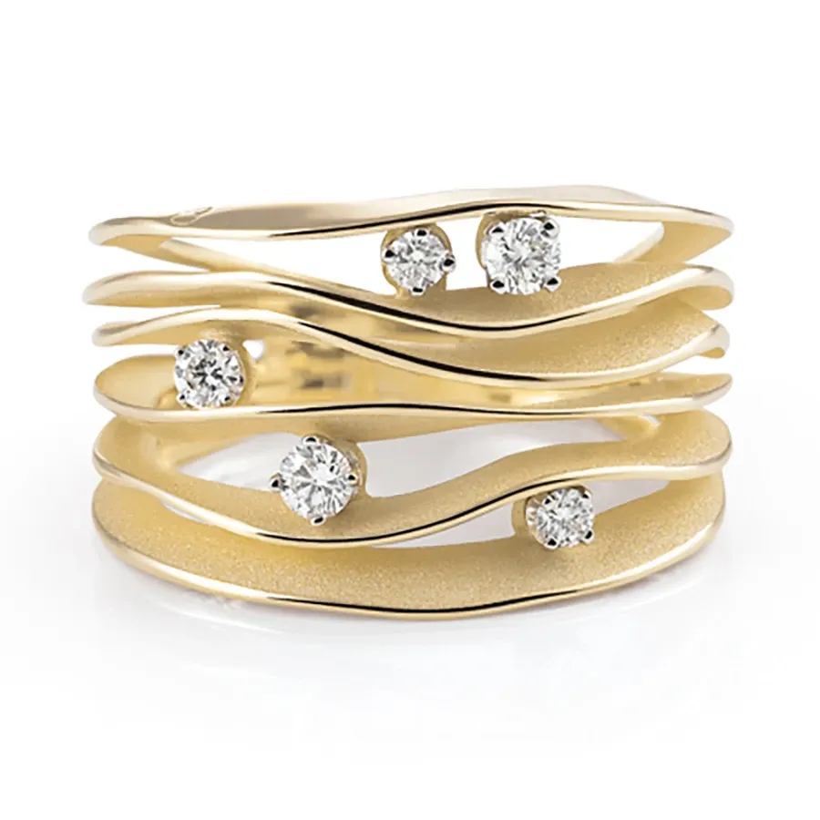 Anello Dune con cinque diamanti, oro Yellow Sunrise – Cammilli Firenze