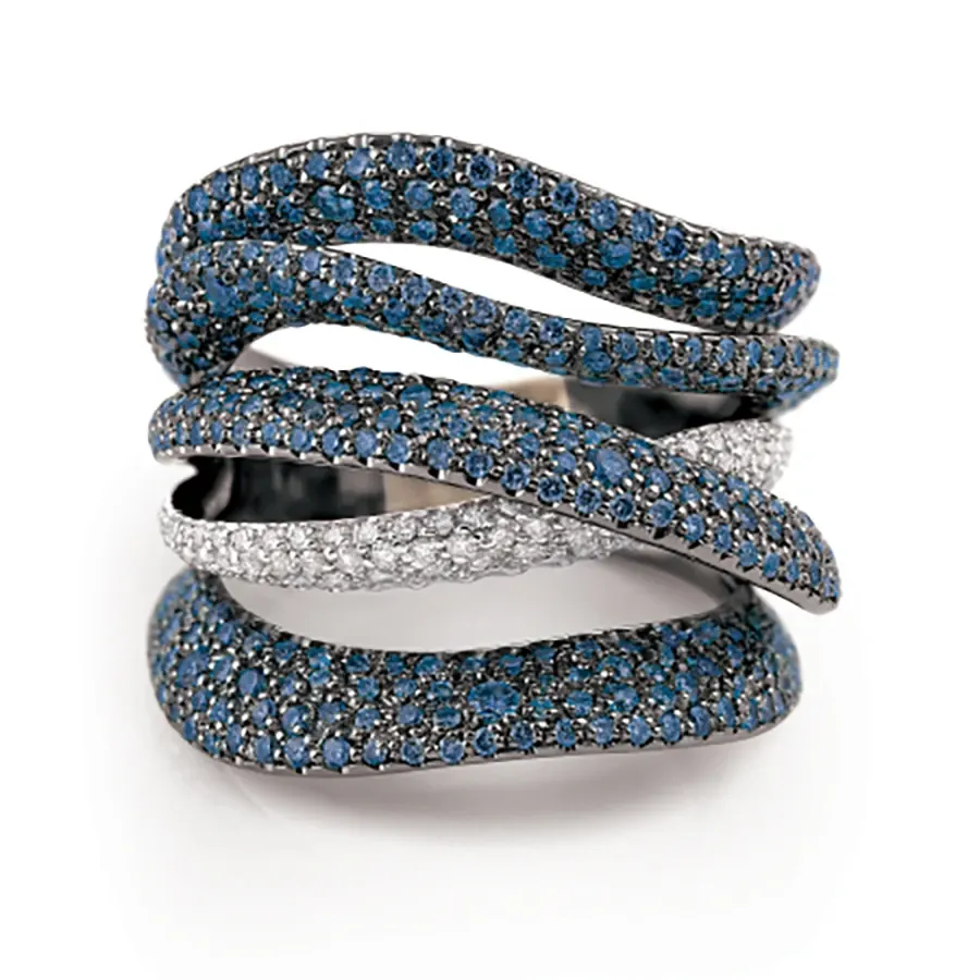 Firenze Pavé Color ring with blue sapphires and diamonds – Cammilli Firenze