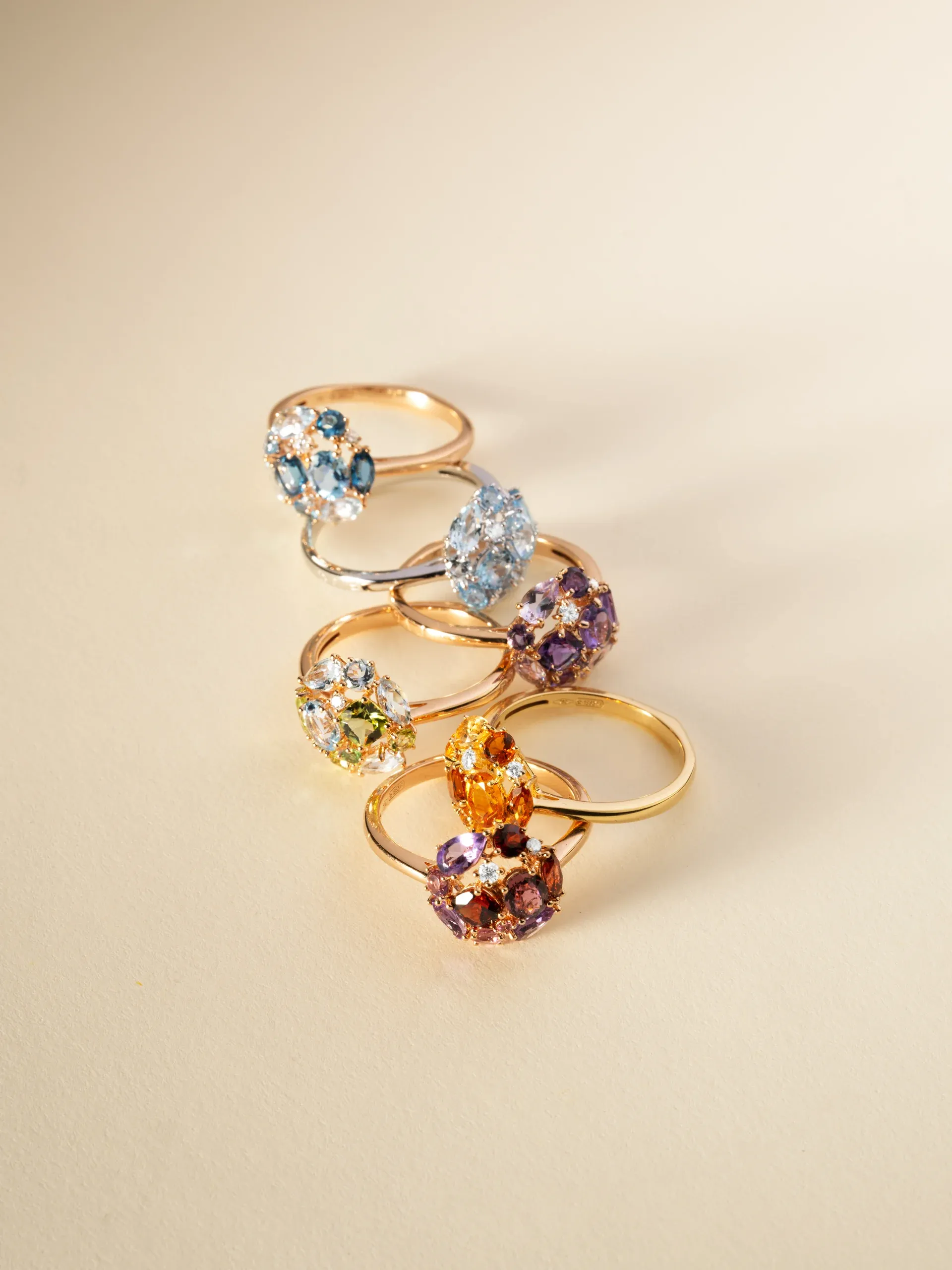 Iris collection rings with coloured stones – Ponte Vecchio Gioielli
