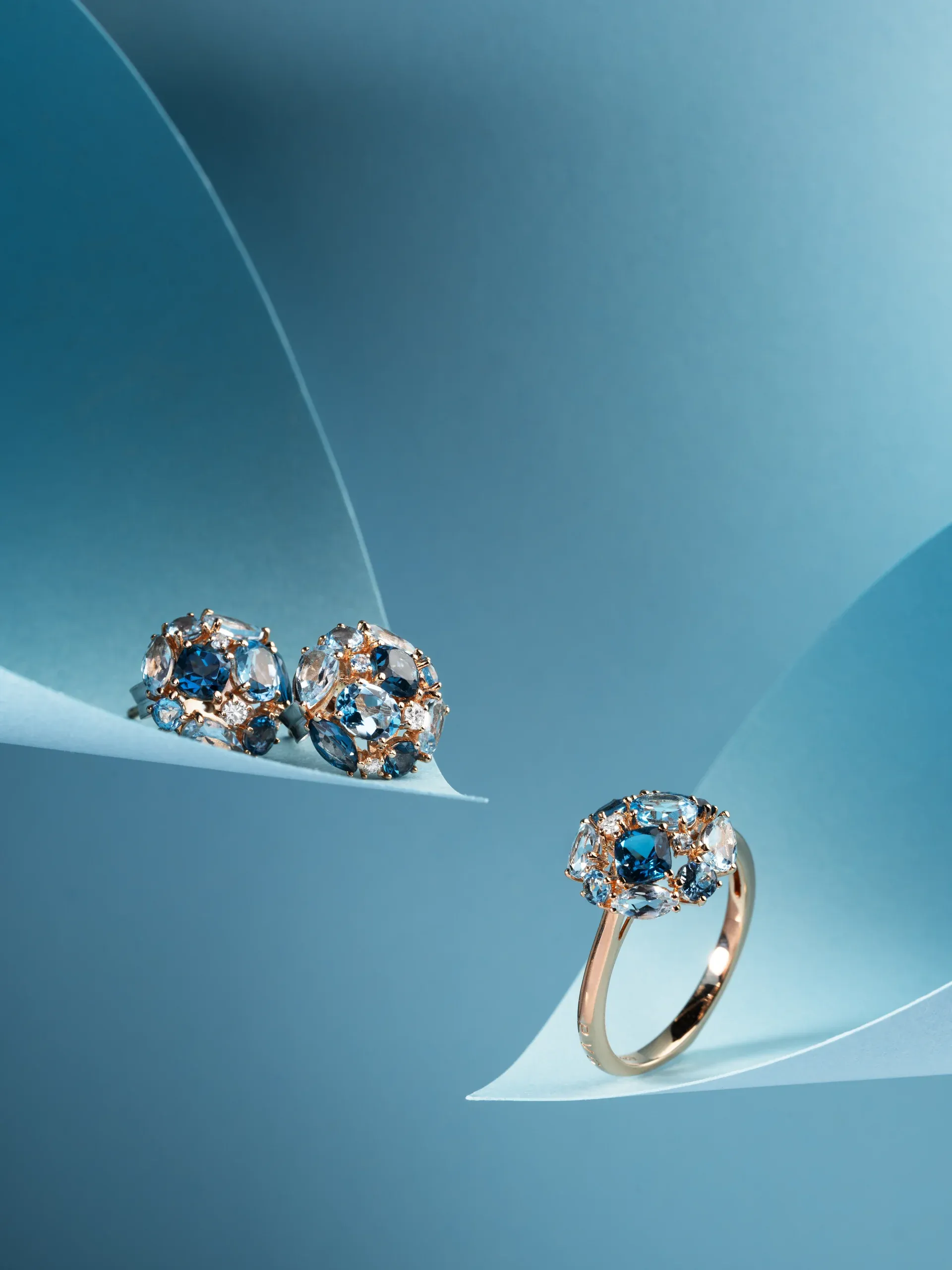 Iris earrings and ring with blue topaz – Ponte Vecchio Gioielli