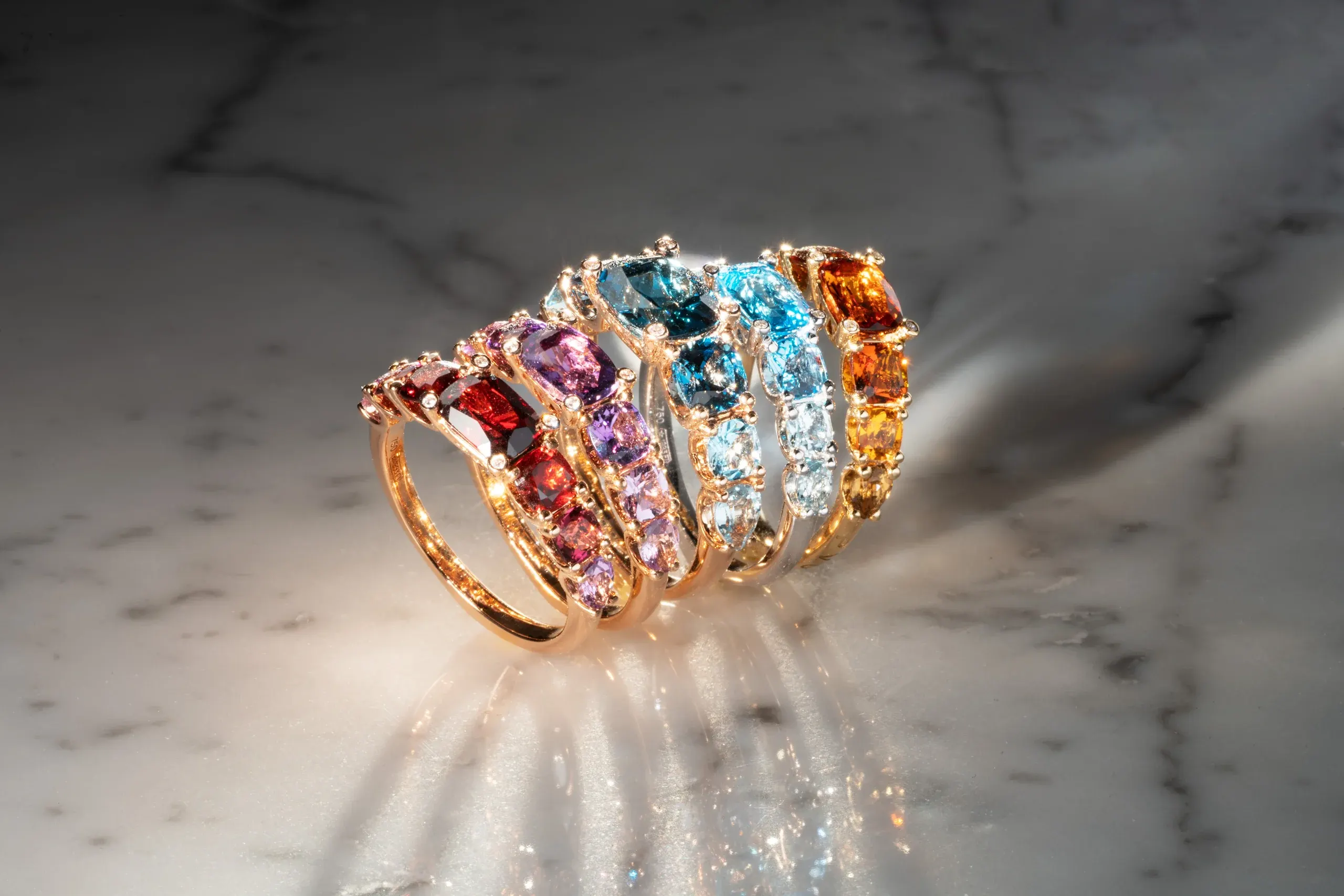 Iris collection rings with stones in different colours – Ponte Vecchio Gioielli