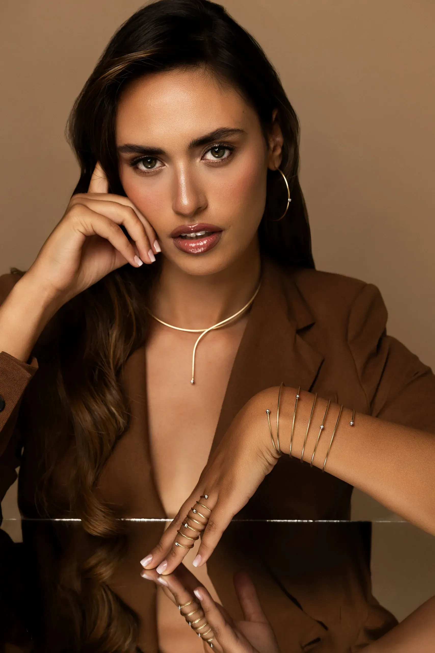 Model wearing a Nobile New necklace and bracelets – Ponte Vecchio Gioielli