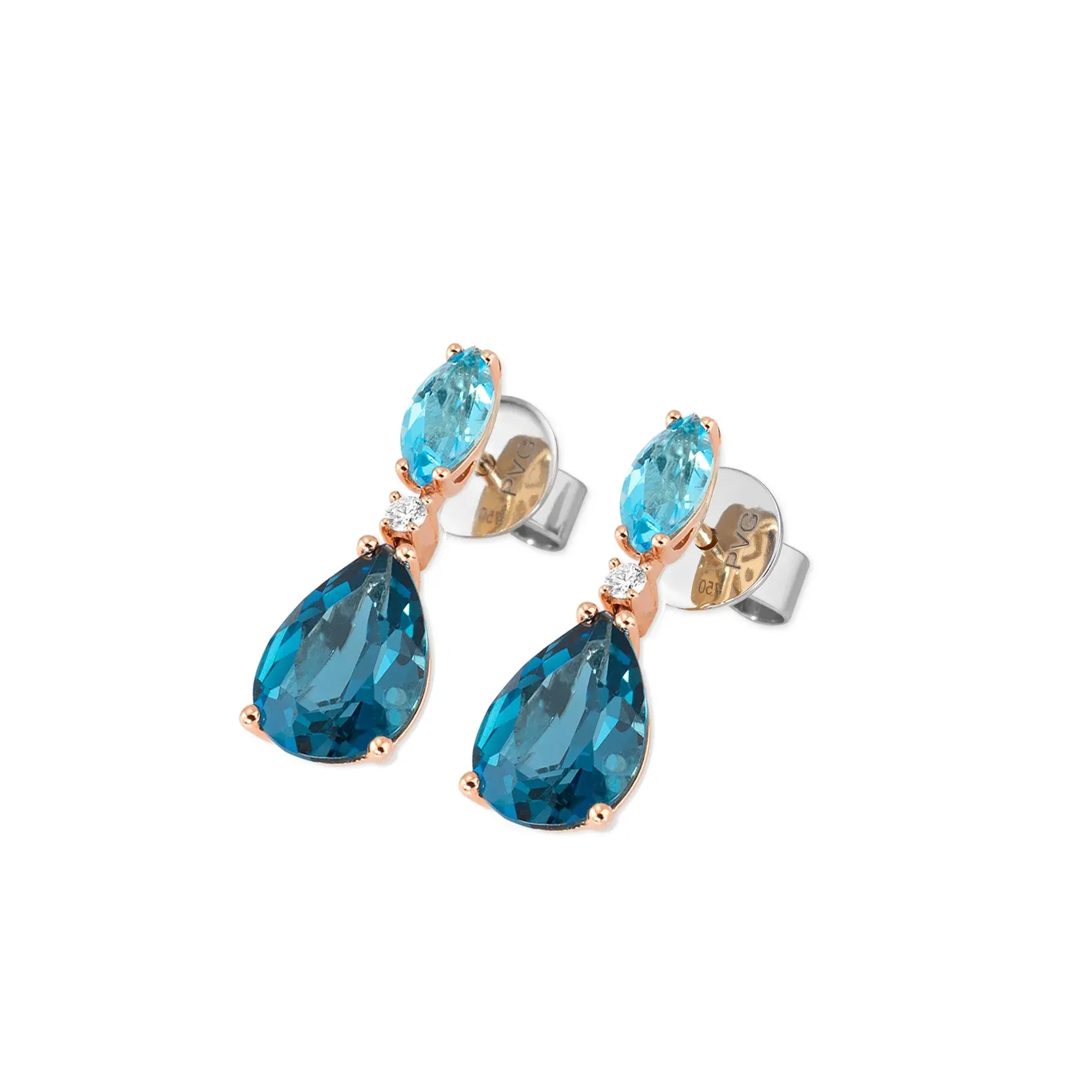 Iris drop earrings with pear-shaped London Blue topaz – Ponte Vecchio Gioielli