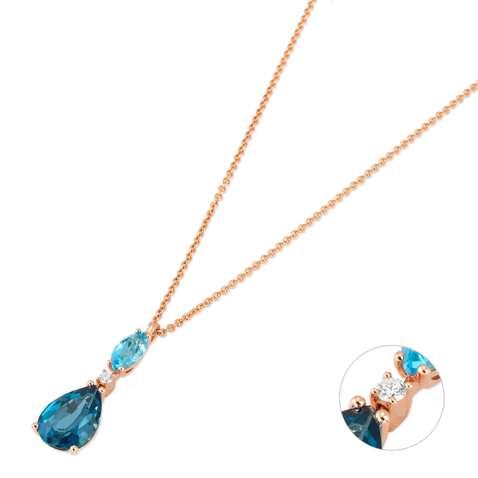 Iris pendant with pear-shaped London Blue topaz – Ponte Vecchio Gioielli